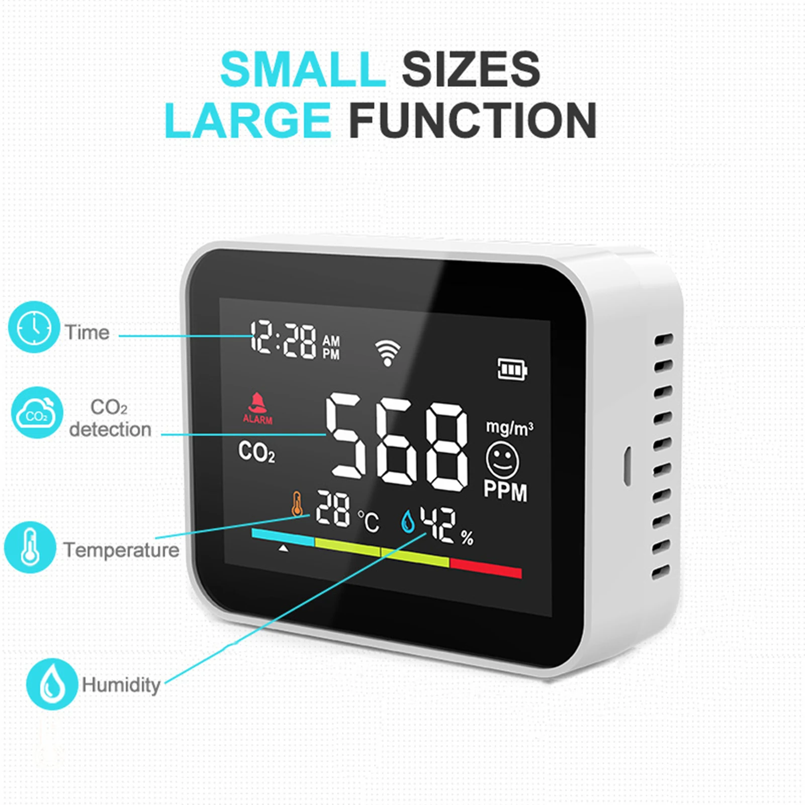 Tuya WiFi Smart CO2 Detector Air Quality Sensor Real Time Temperature And Humidity Sensor Tester Air Quality Monitor Analyzer