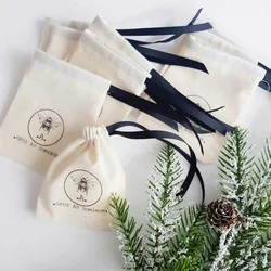 Cotton Gift Bags with Ribbon 5x7cm 8x10cm 9x12cm(3.5