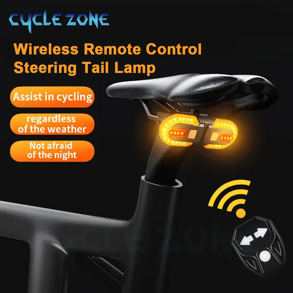 Bike Turn Signal Rear Light LED Warning Tail Lamp Rechargeable Bicycle Wireless Remote Control Taillight MTB Bike Accessories