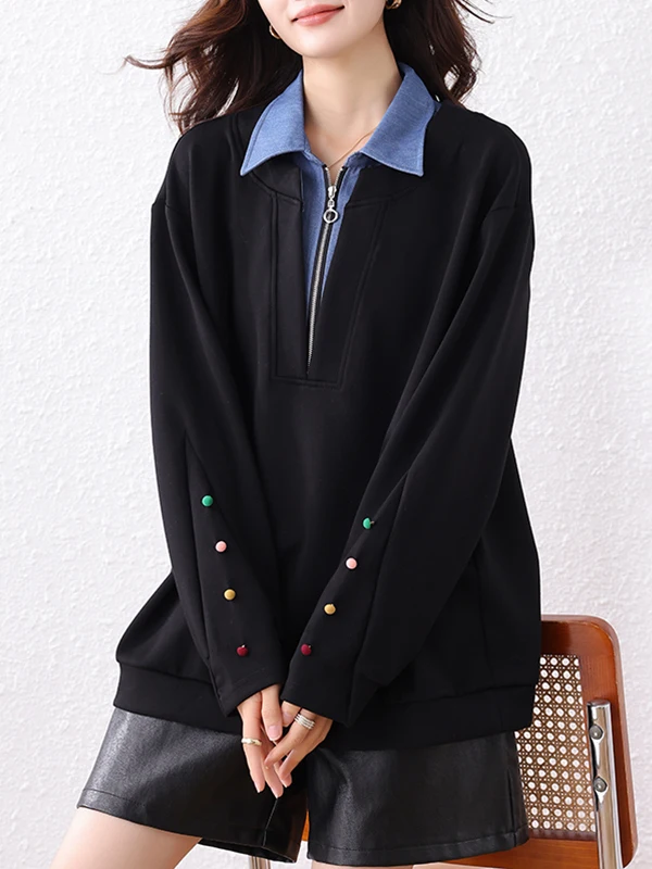 Cseta Casual Fena com Gola  e Design Moderno para Primavera e Outono, 00% Material, Manga Regular