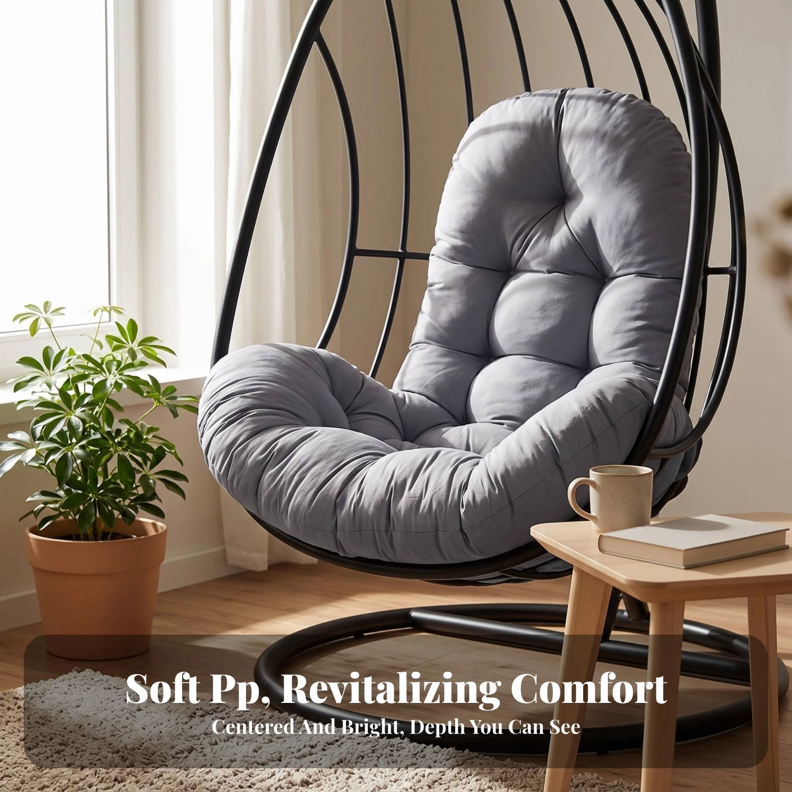 Hanging Chair Cushion Water-Resistant Egg Chair Cushion Thickly Padded Brushed Material for Patio, Balcony