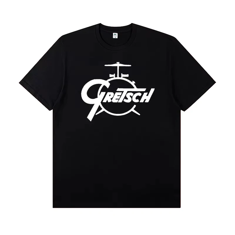 

2025 Gretsch 140th Anniversary Percussion T-shirt Men Women Plus Size Casual Short-sleeved Rock Band Drummer Performance Costume