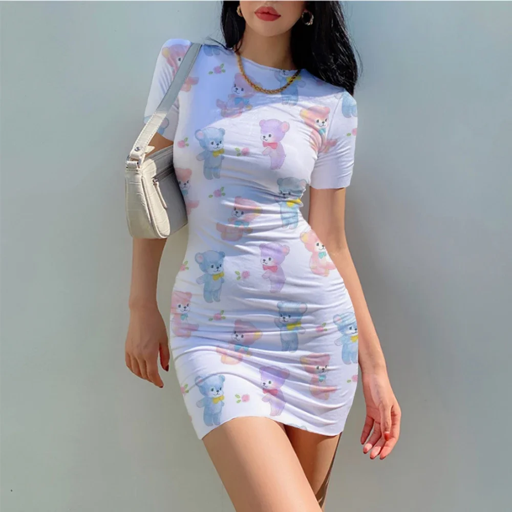 Disney Winnie the Pooh Women Casual Summer Autumn  Mini Size Vintage Sexy Clothing Bodycon Tank Club Dress Dropshipping