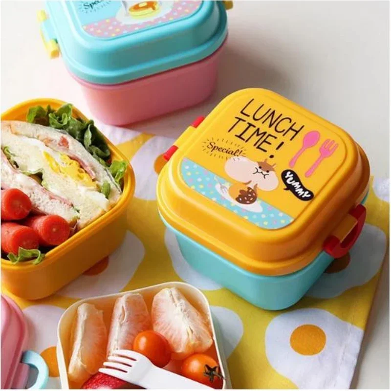 

Cartoon Healthy Plastic Lunch Box Microwave Oven Lunch Bento Boxes Food Container Dinnerware Kid Childen Lunchbox