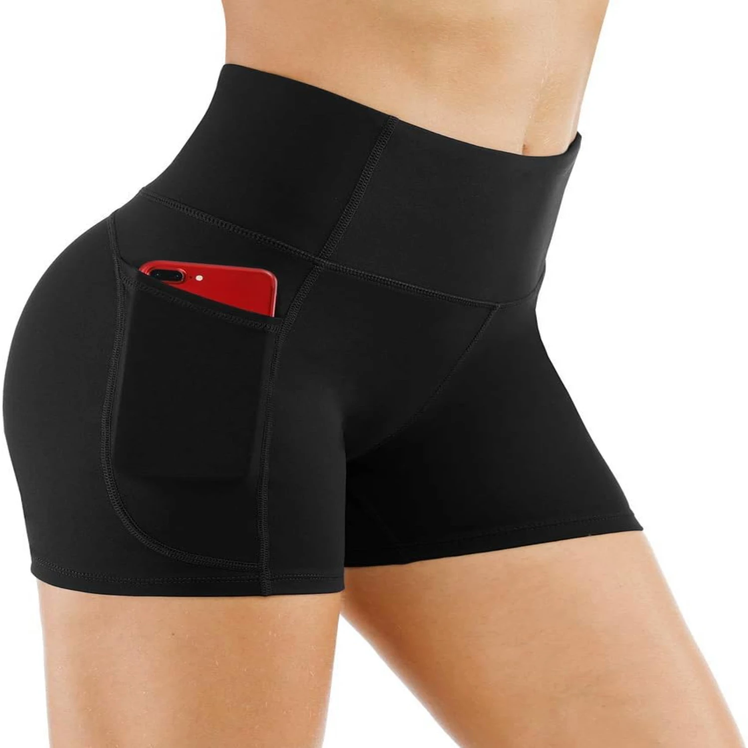 

Tummy Control High Waist Yoga Shorts - Athletic Running Shorts with Deep Pockets for Fitness Workout