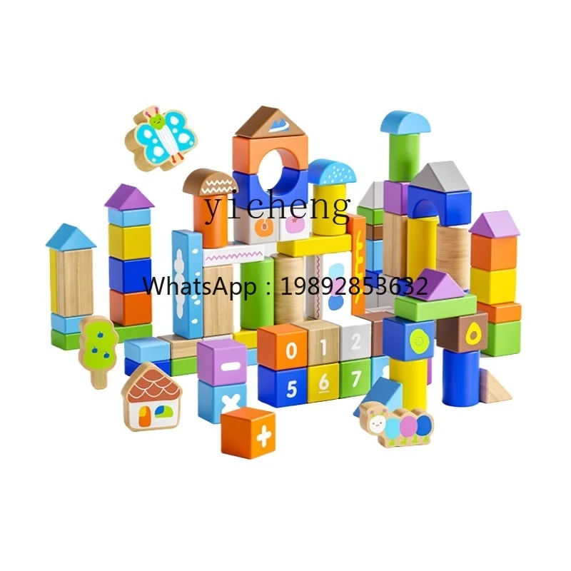 ZZ اللبنات لعبة طفل 1-2 سنة الطفل الجسيمات الكبيرة تجميعها ألعاب تعليمية خشبية التنوير هدية