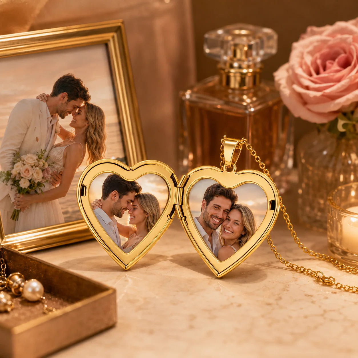 Custom Heart Photo Necklace Personalized Picture Pendant Romantic Couple Jewelry for Wedding Anniversary Birthday Valentine Gift image 5