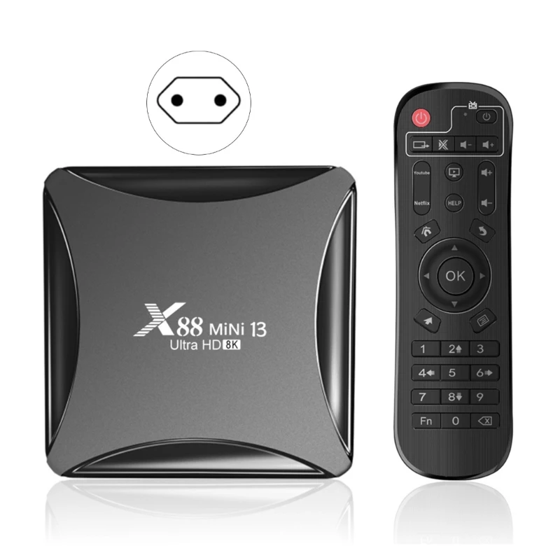 TV Box X88 Mini 13 RK3528 QuadCore mini 2G+16G Black TV Stick for Android13 TV 2.4/5Ghz WIFI Remote Control