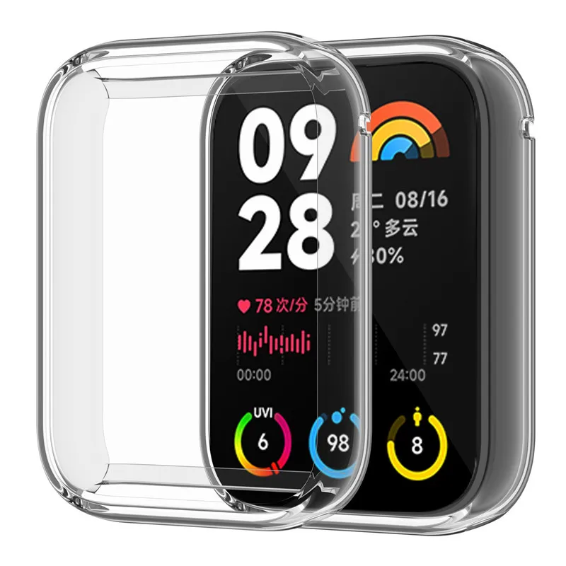 Plating TPU Case for Xiaomi Band 8 Pro Smart Band Full Cover Tempered Glass Screen Protector for Xiaomi Band 8 Pro Case