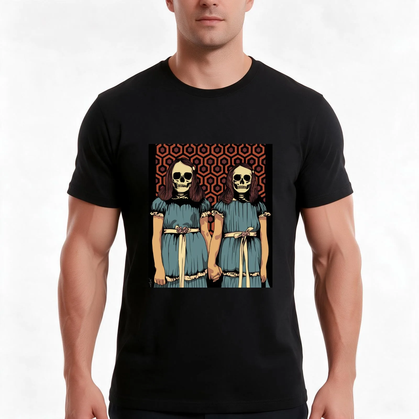 Grady Twins Vector Art T-Shirt, Summer Casual Cotton Tee, Oversized Streetwear Tops, Vintage Graphic Print, Unisex Men Women