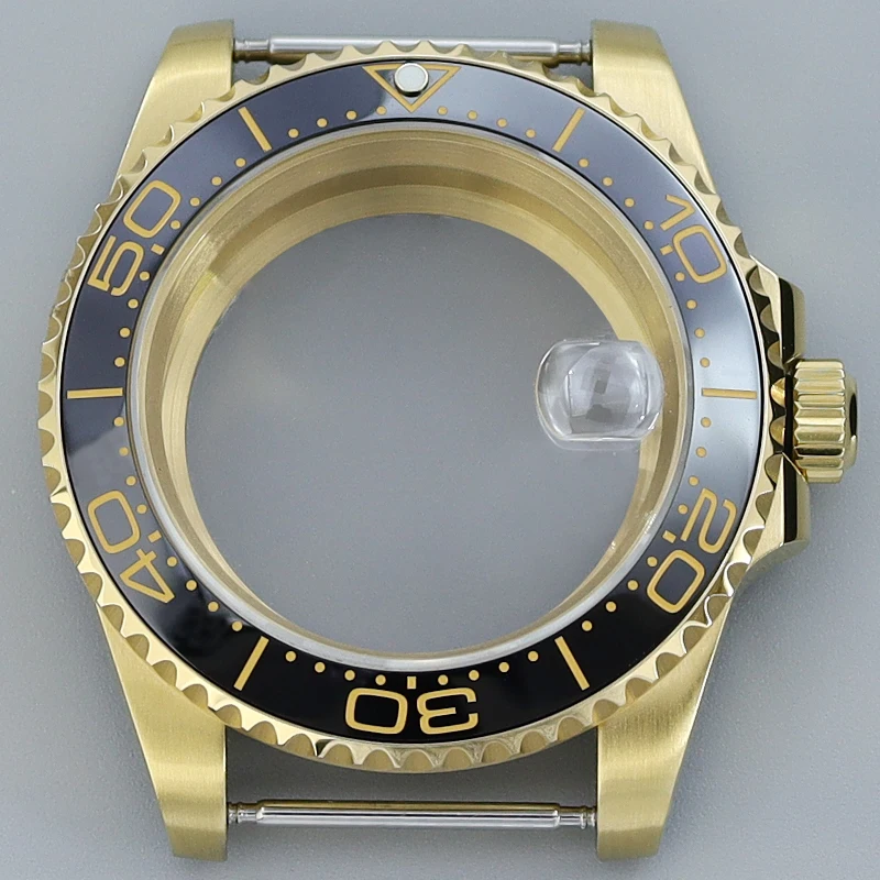 Fenya 40 mm goldene Uhrengehäuse NH35 mit Saphirglas, passend für Seiko NH35 NH36 4R36 8215 8205 2824 Uhrwerk-Uhrengehäuse für Deepsea