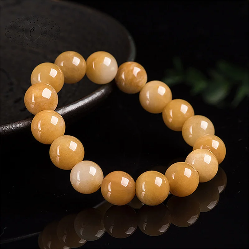 

Нефритовый браслет, украшения из натурального нефрита, нефрит Gold Silk – браслет из бусин из светло-бежево-желтого синьцзянского нефрита, элегантный подарок для нее