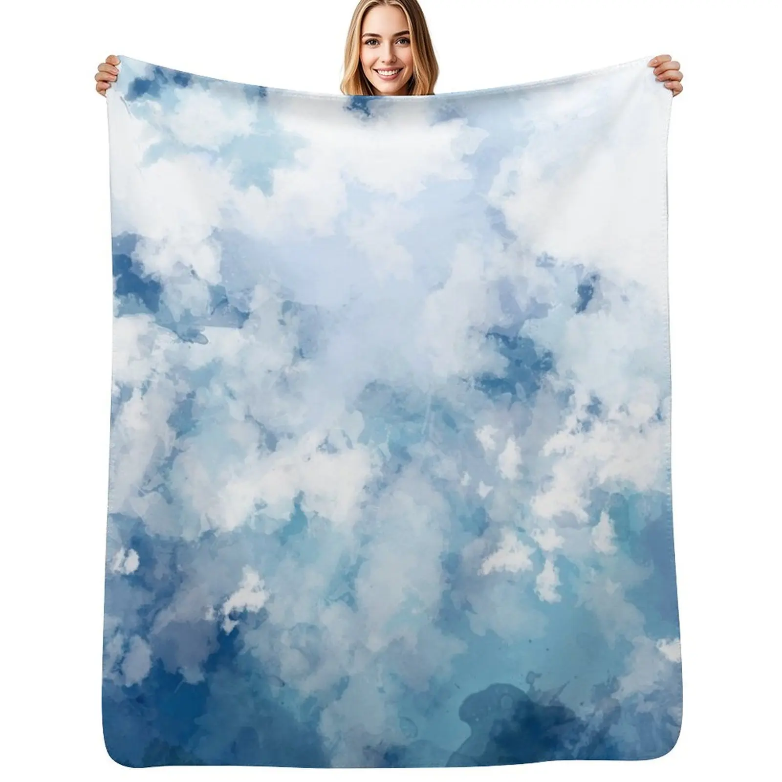 

Light blue cloud pattern Throw Blanket Sofas Multi-Purpose Giant Sofa Personalized Gift Blankets