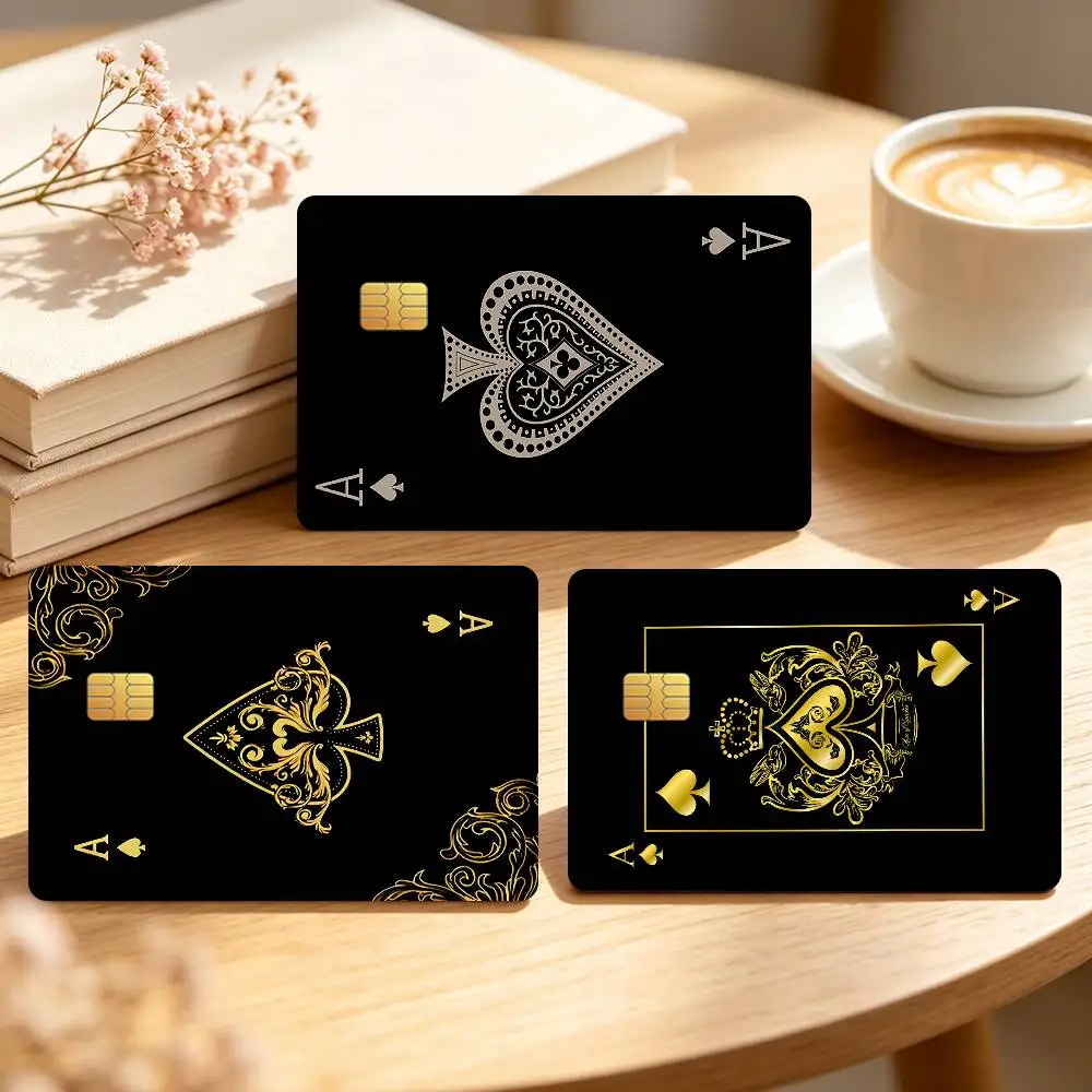 Fashion Ace of Spade Credit Card Sticker Waterproof Anti-Scratch 4PCS Bank Debit Traffic Cover Decoration