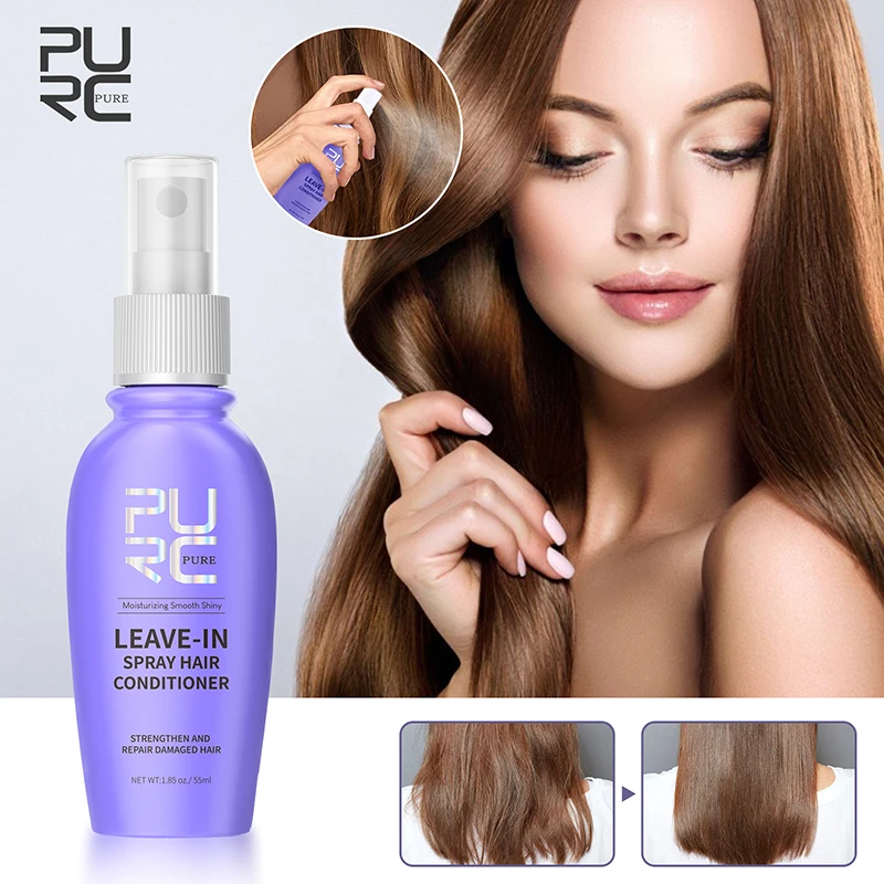 55ml PURC Leave-In Hair Spray Conditioner Coconut Oil Repair Damaged Frizz Treatment Oil Straightening Shiny Smooth Hair Care