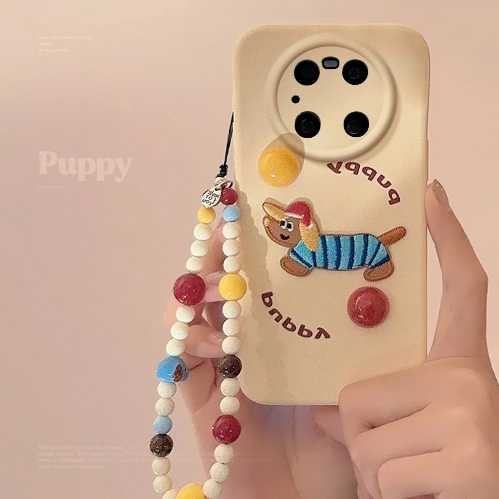 

Для Huawei HONOR Magic5 PRO Magic4 Magic3 чехол для телефона с вышивкой щенка, цветной браслет в горошек, пленка, защитный чехол от падения