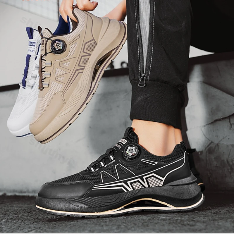 Men's Shoes 2025 New Summer Rotating Button Mesh Breathable Thick Sole Casual Shoes Fashion Trend Comfortable Chunky sneakers