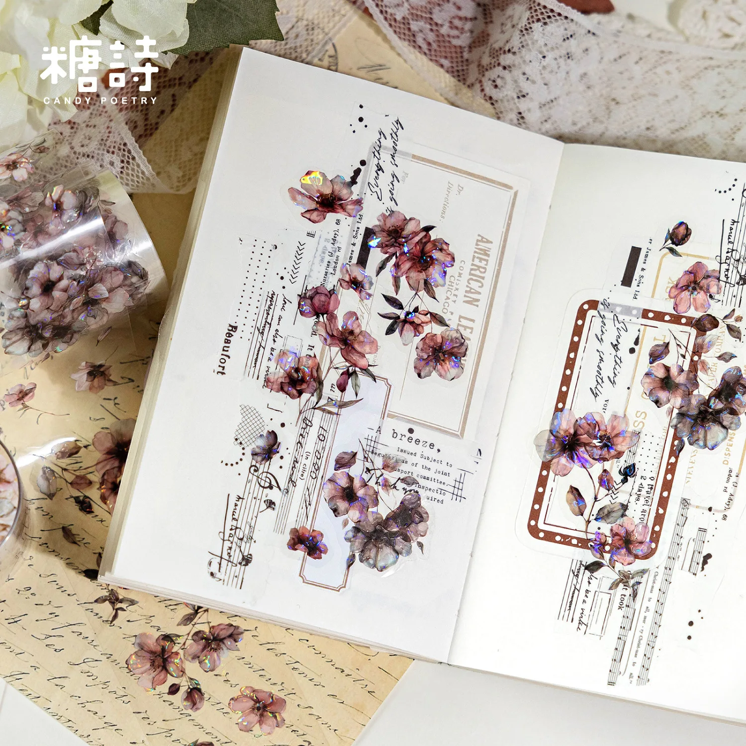 

1pcs/1lot Decorative Adhesive tapes numerous flowers Scrapbooking DIY Paper Scrapbooking Stickers