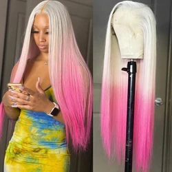 Charisma Straight Lace Front Wig Blonde To Pink Ombre Synthetic Wigs for Wig Heat Resistant Fiber Natural Hairline Wigs Cosplay