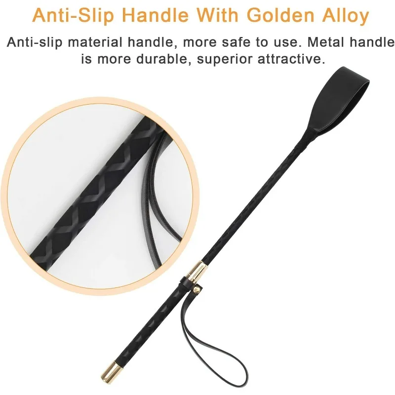 18 Inch PU Leather Equestrian Horse Crop Double Slapper Whip for Horse Training Black Riding Crop Equestrian Equipment view 3