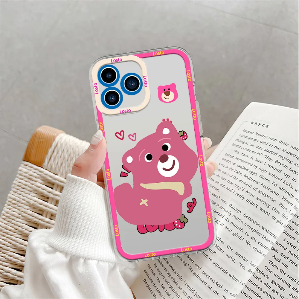 MINISO Cute Loopy Losto Phone Case for iPhone 12 11 13 14 15 16 Max Pro Plus Transparent Bezel Shell