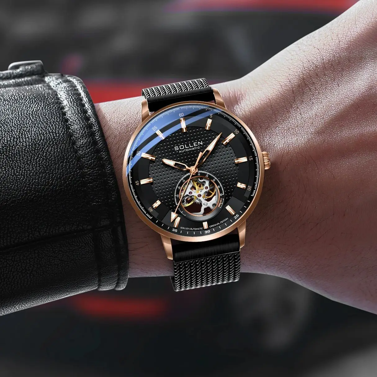 

SOLLEN Watch Men's Fully Automatic Mechanical Watch Waterproof Night Light Swiss Style Student Country Watch Gift for Boyfriend
