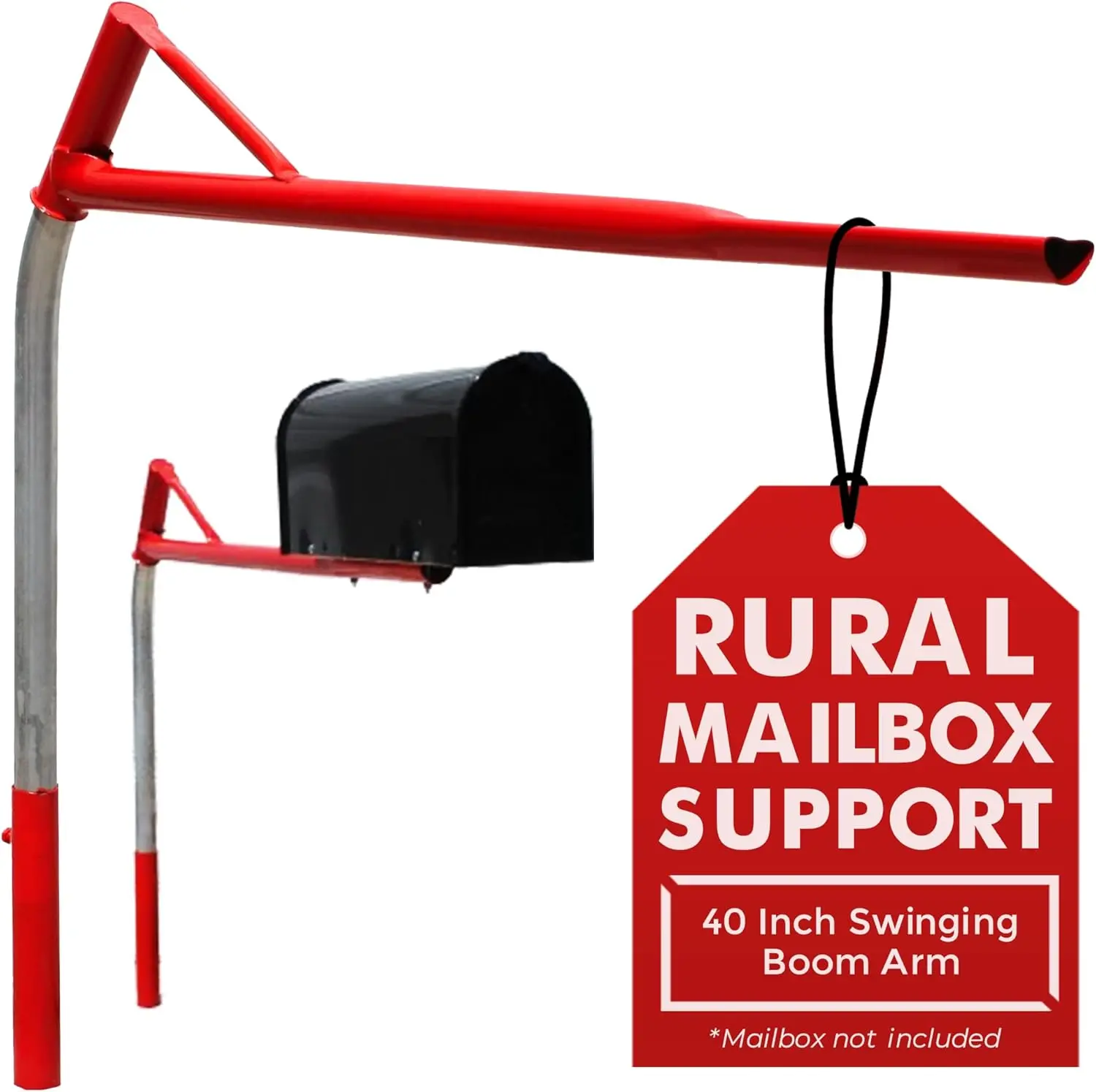 Mailbox Support Post with Swinging Boom Arm, No Dig Mailbox Post, Galvanized Steel Post, Ideal for Both Rural and Residential