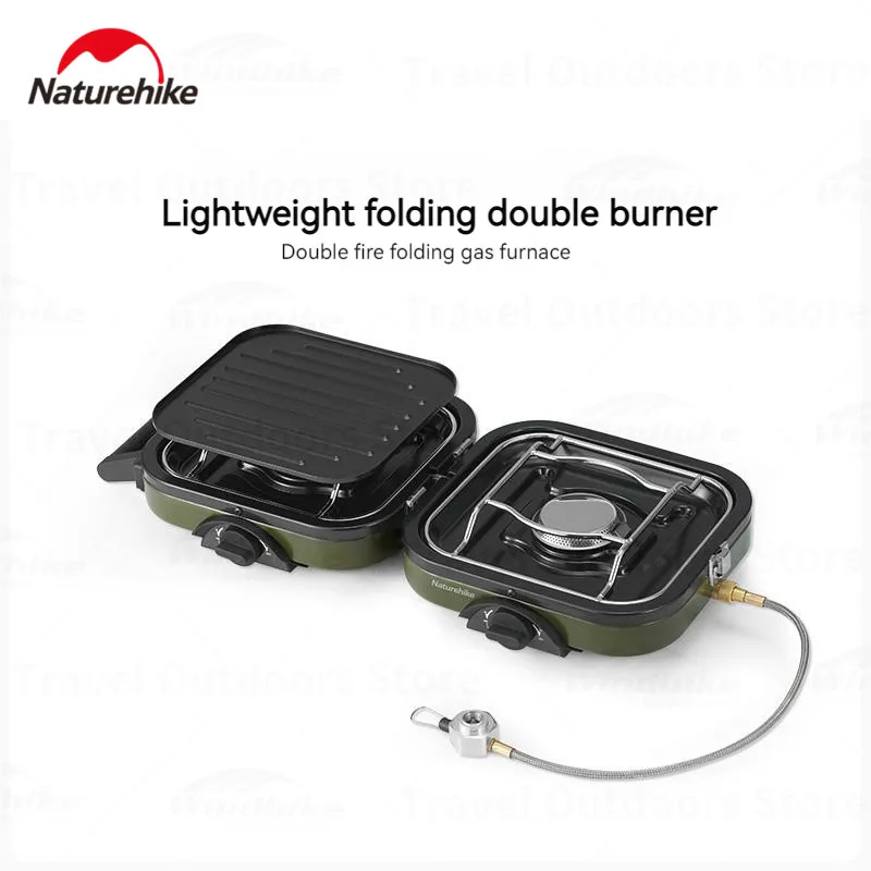 Imagem -02 - Naturehike Double Fire Folding Fogão a Gás Acampamento ao ar Livre Cozinhar para Churrasco Piquenique Panelas Ultraleves Firepower Ajustável 2300w