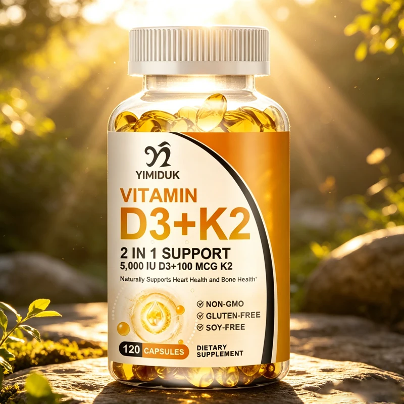 

YIMIDUK Vitamin D3 K2 Softgels, 5000 IU D3 + 100mcg K2 MK-7, Supports Bone Strength, Calcium Absorption & Daily Immune Health