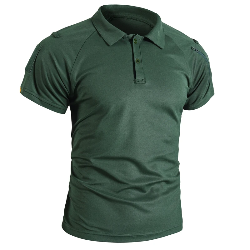 Herren Sommer Pullerover Quick Dry T-Shirt Camping Wandern Klettern Shirt Taktische Militärische Kampf Oansatz Revers T-shirts Atmungsaktiv – Detail 23