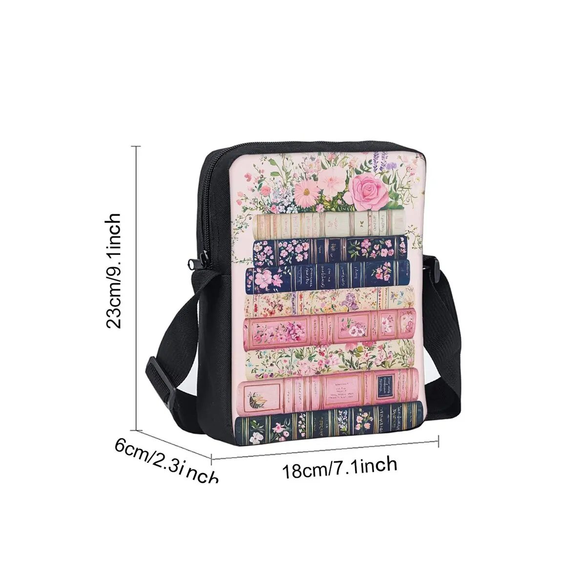 Book Print Single Sided Messenger Bag for Boy/Girls Children Best Gifts 2D Flat Cartoon Casual Crossbody Bag