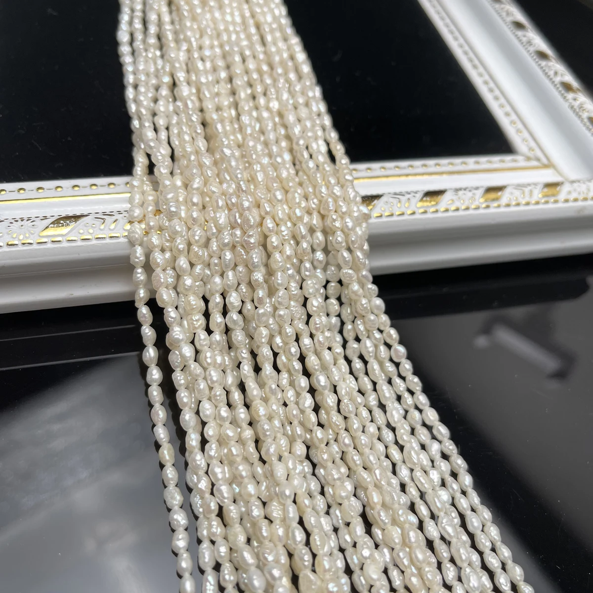 Perles Kexu naturelles d'eau douce blanches en forme de riz de 3-4 mm, perles isolées en vrac pour la fabrication de bijoux DIY, collier, bracelet, accessoires