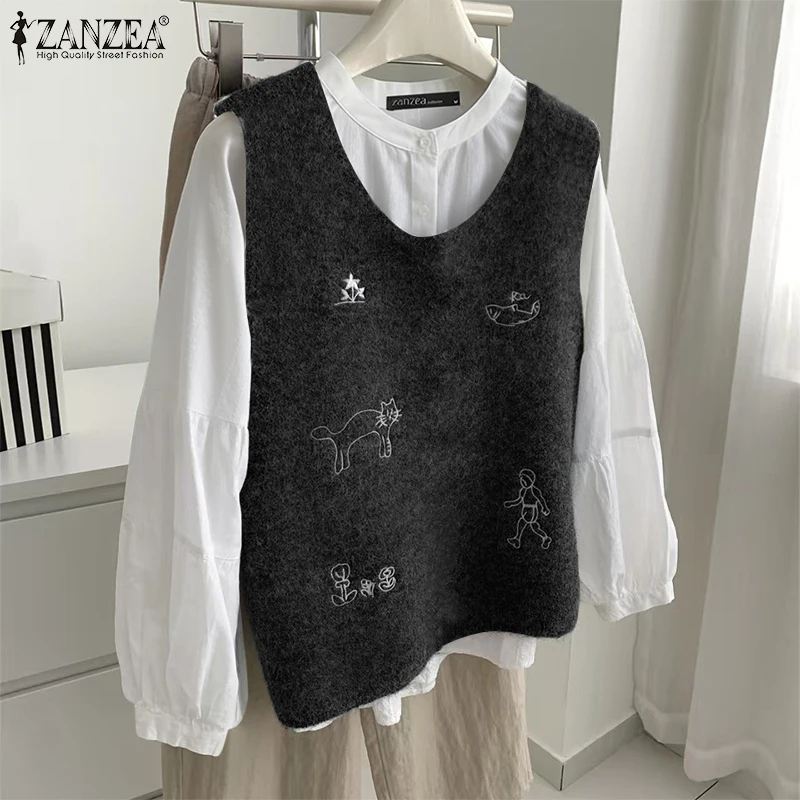 

ZANZEA Women Fashion Blouse Autumn Spring Long Sleeve Patchwork Shirts Casual Print Tops Tunic 2026 Loose Elegant Street Blusas