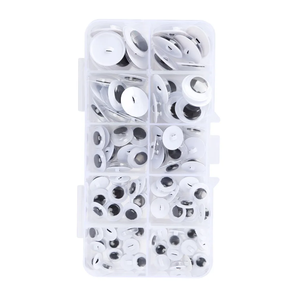 100pcs Black and White Sew On Plastic Eyes Movable Eyes Round Plastic Wiggly Googly Eyes Assorted Size 8mm Size