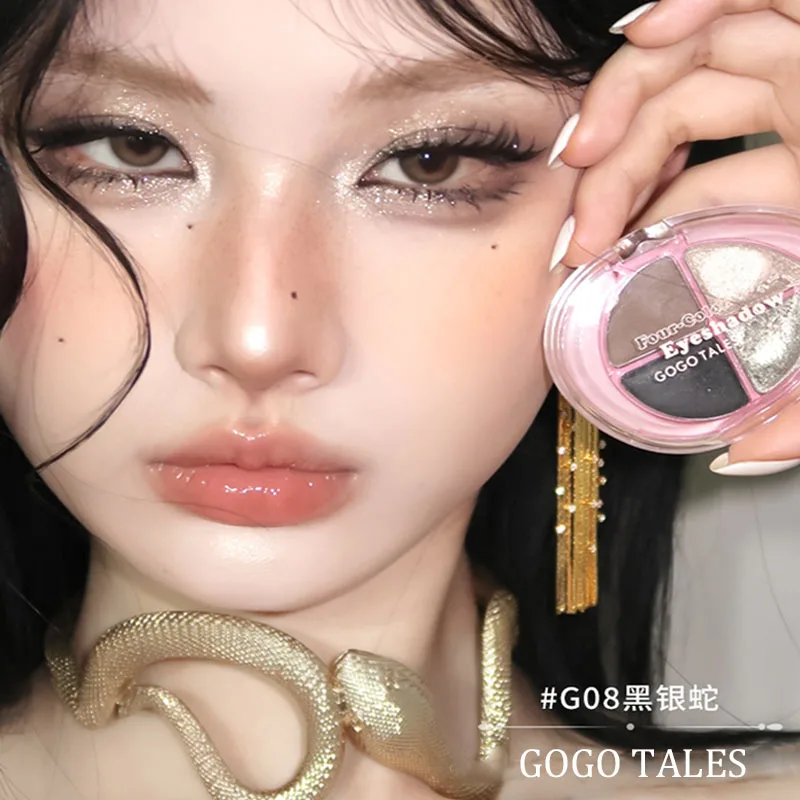 

Gogotales 4 Colors Eyeshadow Palette Matte Shimmer Pearlescent Smoky Dark Fine Flash Longlasting Easy tou Apply Eye Makeup