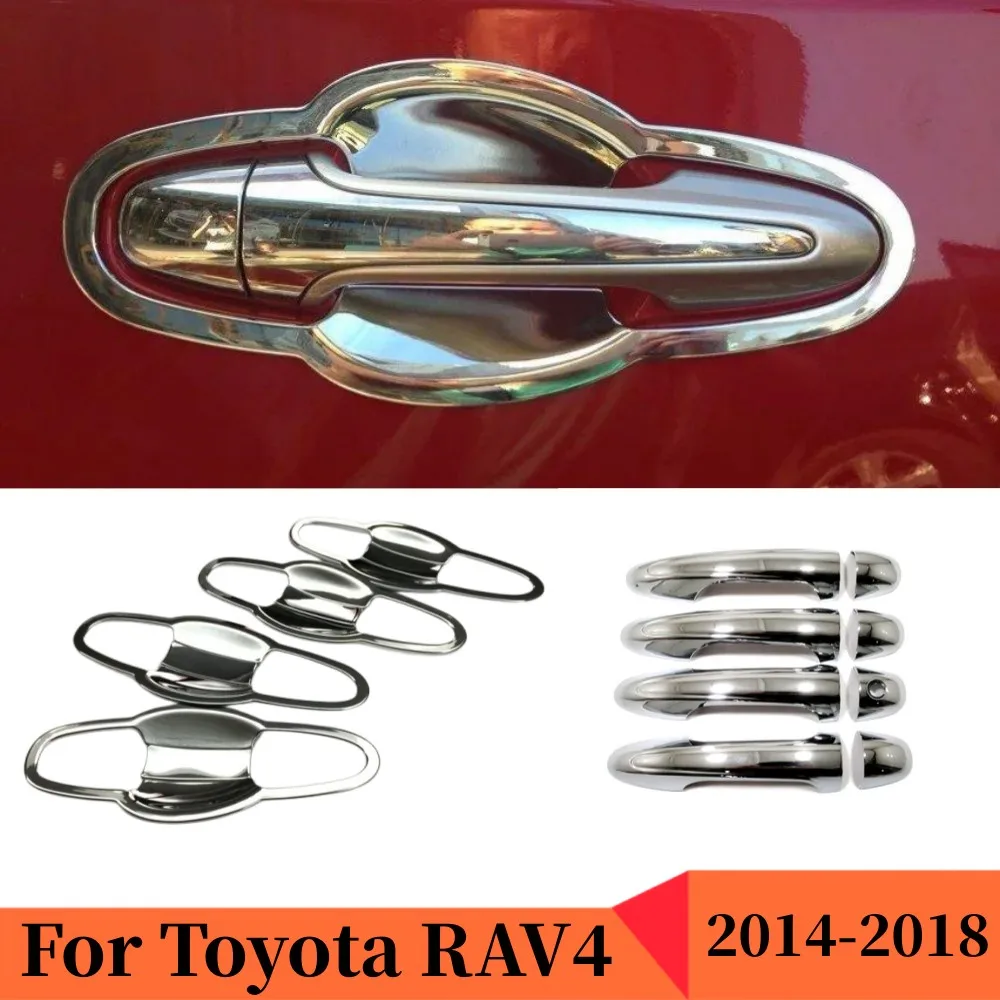 Para toyota rav4 rav 4 2014 2015 2016 2017 2018 chrome maçaneta da porta do carro tigela capa decoração guarnição adesivo estilo acessórios peças