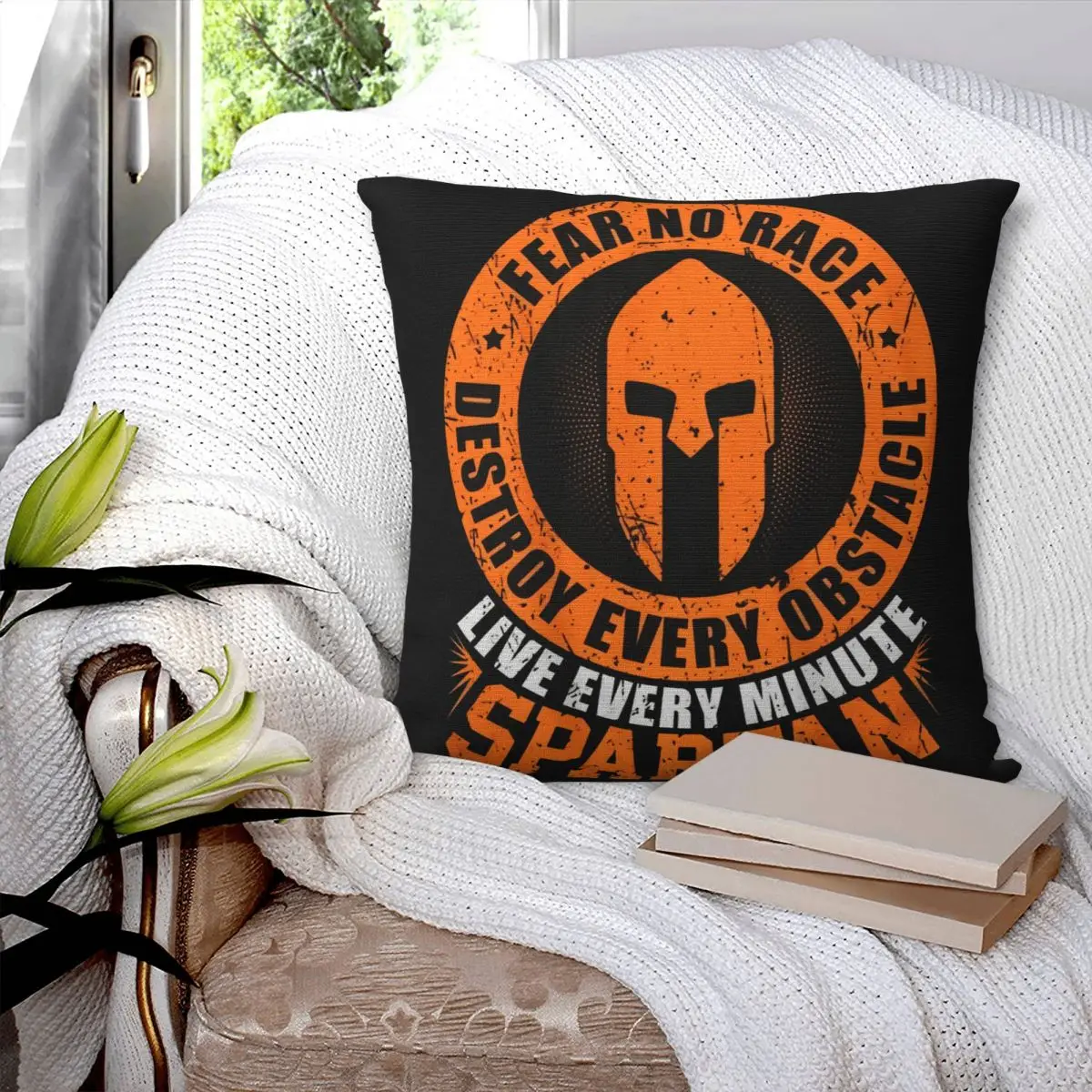 Spartan Fear No Race Pillowcase Cushion Zipper Living Room Cushion Cover Decorating Living Room Customizable