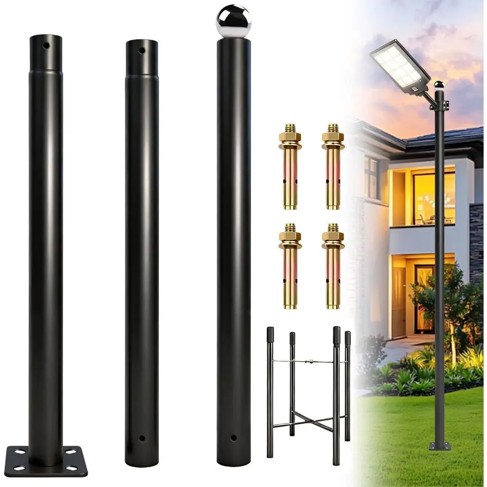 

Street Light Pole 10t Tall, r Split Street Lamp Post or Outdoor Light Galvanized Heavy-Duty Metal Light Pole with Mounting Steel