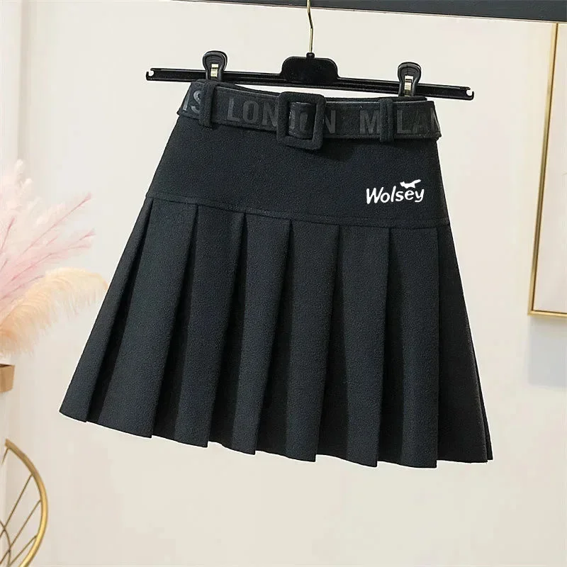 

Autumn Winter Golf Wear Women Tennis Skirts High Quality Golf Skirt Fashion A-line Pleated Skirt Golf Belt Women Golf Clothing