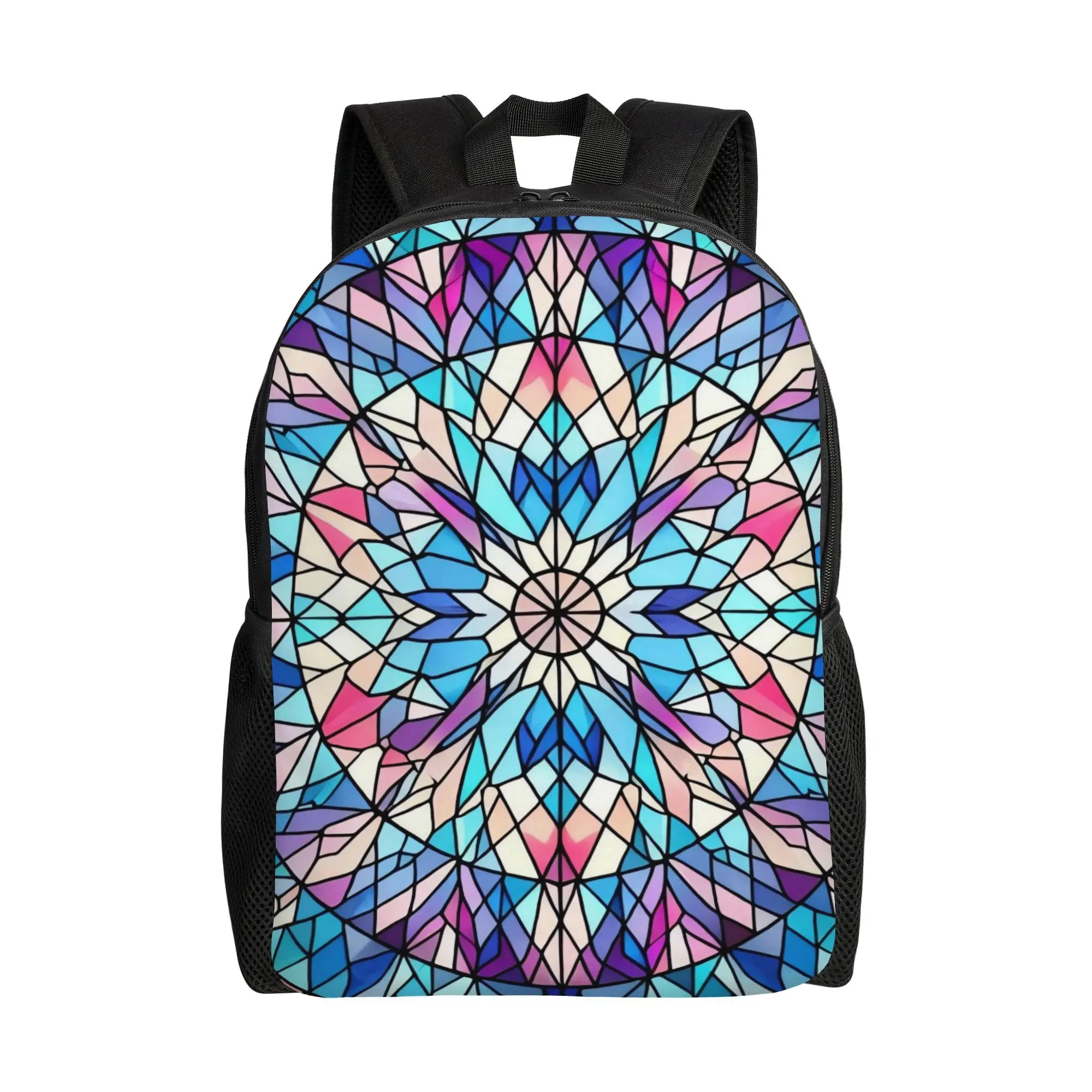 

Men's and Women's Abstract Blue Purple Backpack - Stylish Single Layer School Backpack with Turquoise, Pink, White