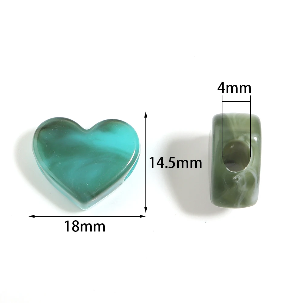 30pcs 18x14.5mm Double Color Acrylic Large Hole Heart Beads Loose Beads For DIY Jewelry Making Bracelets Phone Chain Keychain