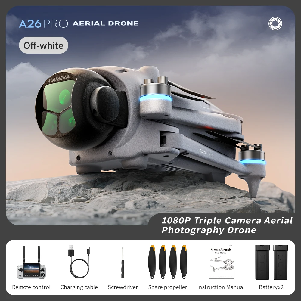 Lenovo A26 Pro Drone 4K HD 8K Drievoudige Camera FPV Borstelloze Motor Obstakelvermijding Opvouwbare RC Quadcopter Professionele Luchtfotografie