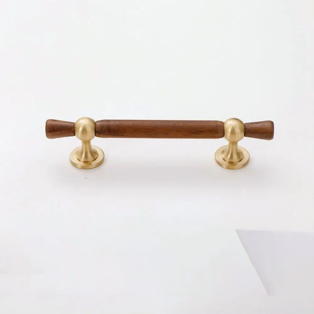 French Retro Style Cabinet Handle Walnut Wood Brass Furniture Pull Drawer Knob For Yingdun Nordic Kitchen Cupboard Hardware
