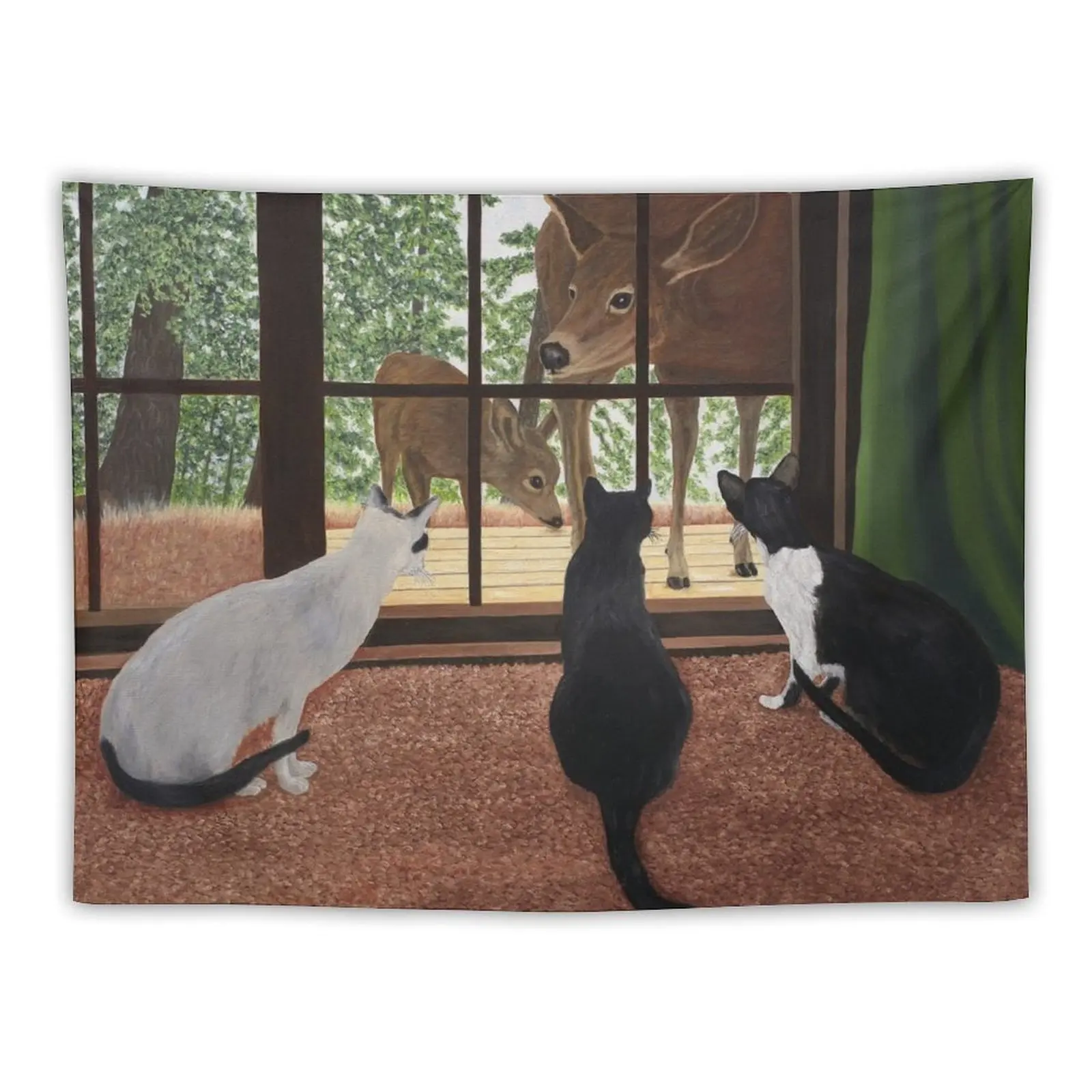 

Cats and Deer Tapestry Aesthetic Room Decors Room Decor Tapestry