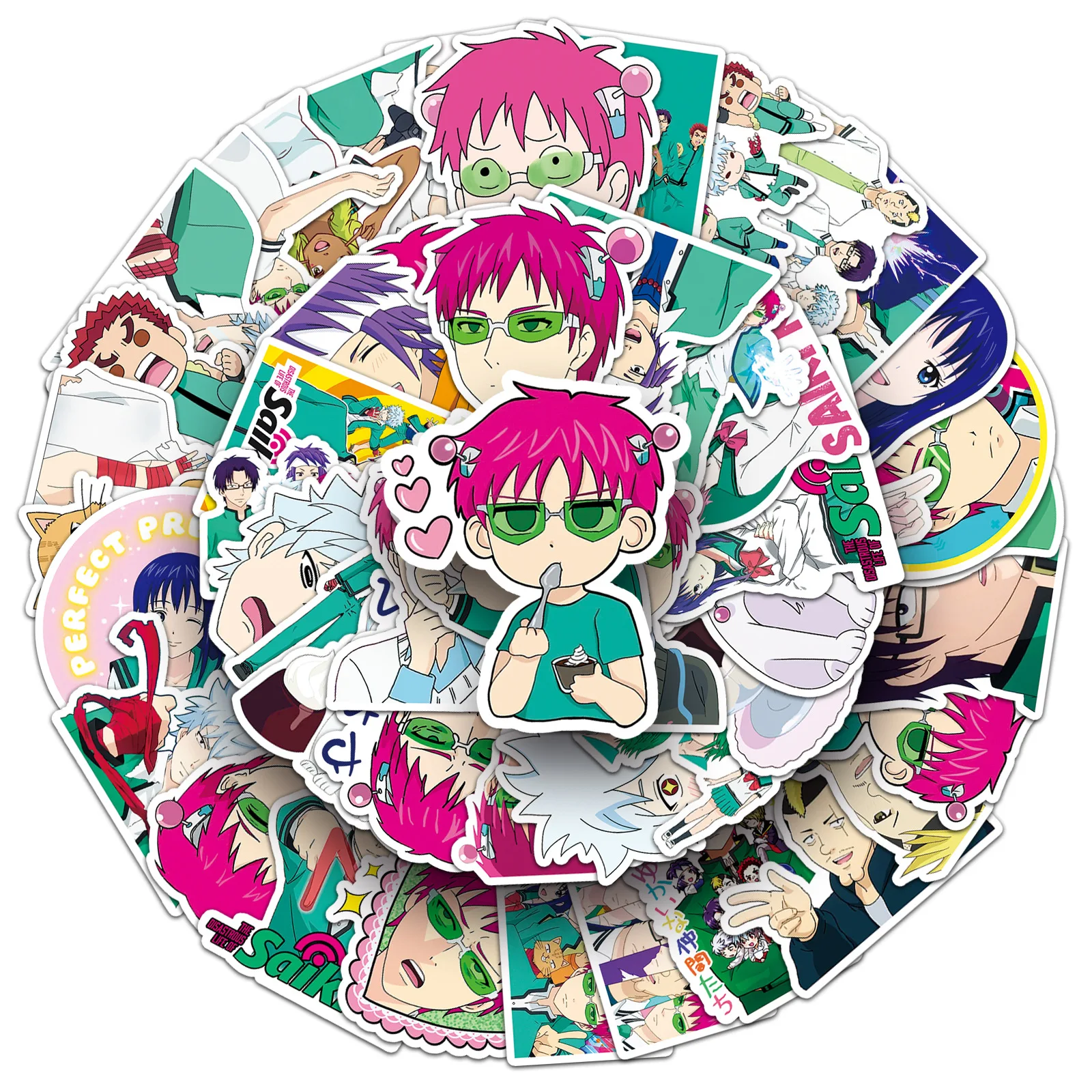 10/30/50PCS Anime The Disastrous Life of Saiki K Sticker Cartoon Cute Graffiti Decorative Skateboard Phone Case Waterproof Decal