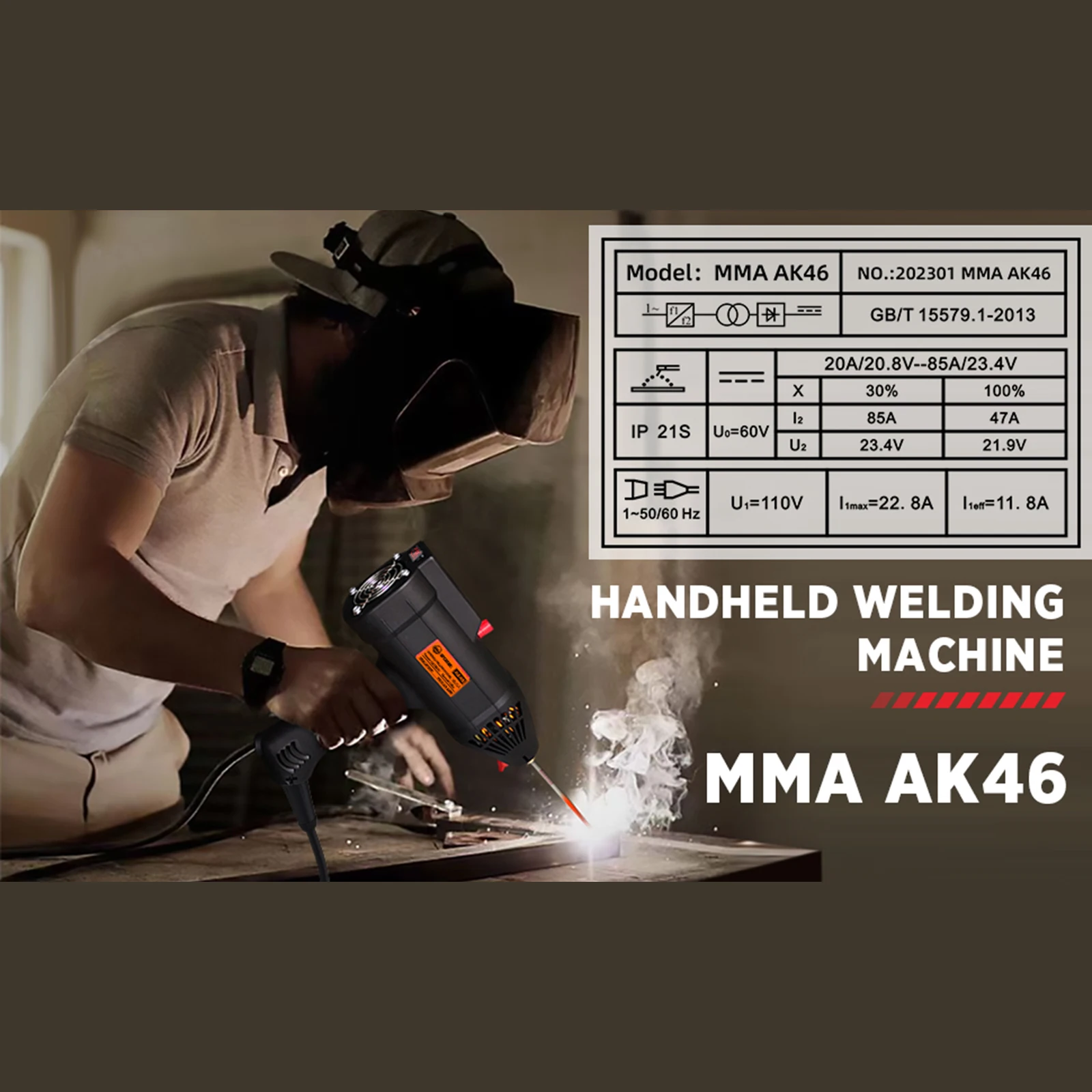 3900W Portable Arc Welding Machine 220V 120A Intelligent Handheld Electric Welding Machine with Infinitely Current Adjustment