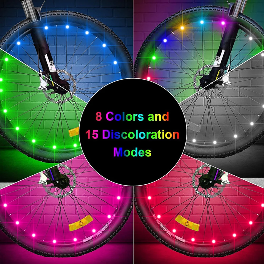 

Bicycle Spoke Lights Waterproof Bike Tire Lights 16 Colors Cycling Decoration Safety Warning Tire Strip Light Bike Accessories