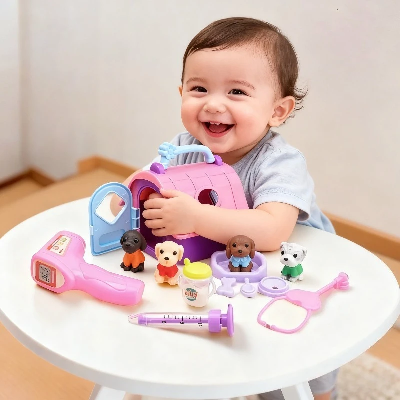 طفل الحيوانات الأليفة مجموعات الالعاب محاكاة صغيرة كلب قفص مجموعة المشهد لعبة الطفل مسرح لعبة التفاعل بين الوالدين والطفل التعليم المبكر لغز