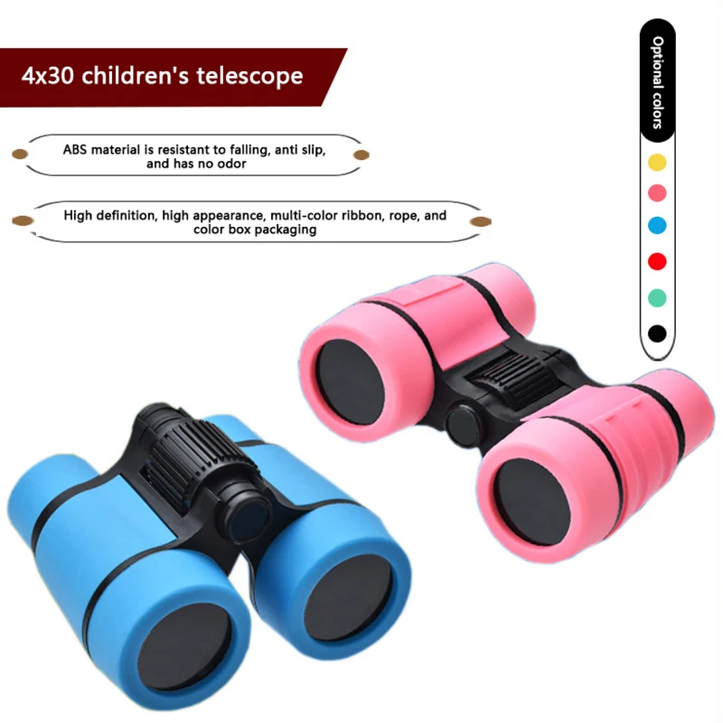 4x30 telescópio binocular para crianças, aprendizagem educacional, observação de pássaros, alça dobrável, anti-derrapante, óptica