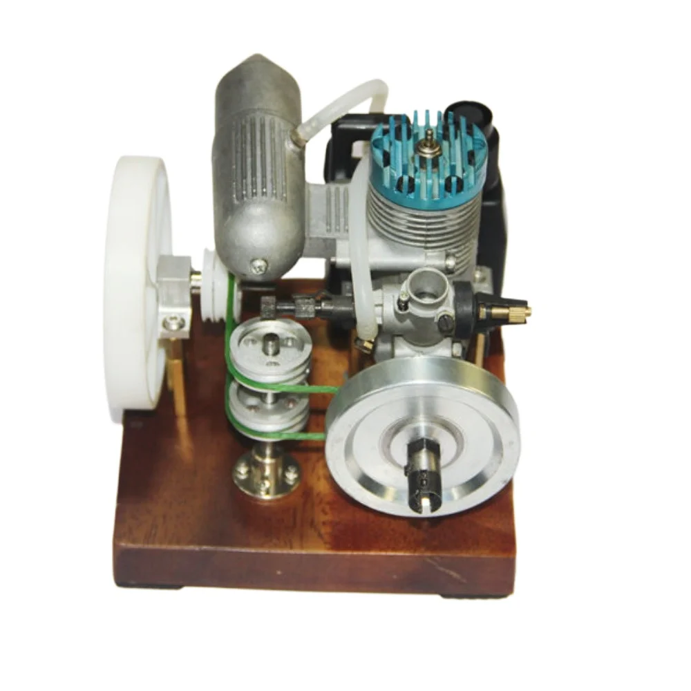 Miniature 32 Class Methanol Engine with Fan Blades 80ml Fuel Tank Drill Start Flywheel Drive Mechanical Engine Model